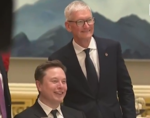 晚宴前巨头们都在干啥？黄仁勋手舞足蹈，马斯克和库克比大拇指合照
